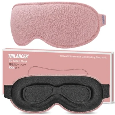 Image of 2024 Innovative Sleep Mask for Men and Women, Trilancer 3D 100% Light Blocking Design, Comfortable Eye mask, Blackout Blindfold Sleeping, Nap, Meditation, Travel (Pink)