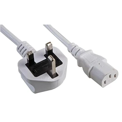 Image of PRO ELEC PE01067 13A UK Plug to IEC C13 Socket Mains Lead, 3m 10A White
