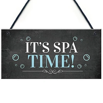 Image of RED OCEAN Home Hot Tub Hanging Sign Novelty Lazy Spa Decor For Shed Garden