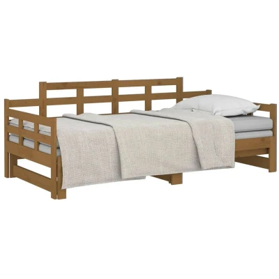 Image of vidaXL Pull out Day Bed without Mattress Honey Brown 2x(90x190)cm