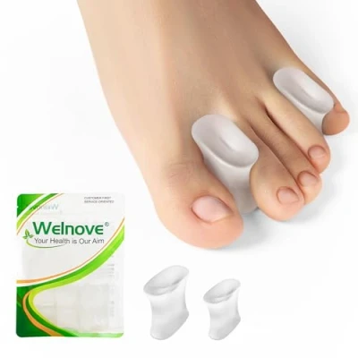 Image of Welnove Upgraded Gel Toe Separators 8 Pack Aloe Vera Extract Infused Silicone Spacers for Straightening Overlapping Toes, Calluses (Multi Size)
