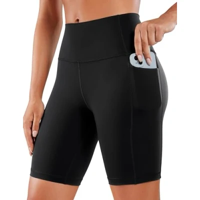 Image of CRZ Yoga Women&#039;s Naked Feeling 6&#039;&#039; Cycling Shorts with Pockets High Waisted Gym Tummy Control Black 16