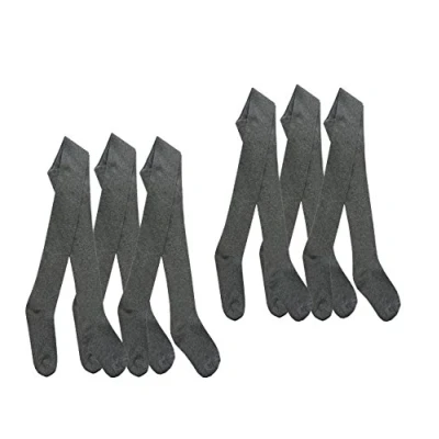 Image of Girls Kids Plain Cotton Rich Soft Warm School Tights 3 &amp; 6 Pairs Multibuy Multipack 12 Years Black Navy Grey (Grey(6 Pairs), 4 Years)