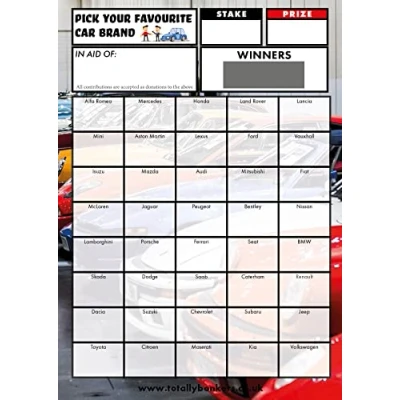 Image of Totally Bonkers Car Fundraising Scratch Cards 40 SQUARE A6 (148x105mm) 10 Pack TB0025 Blind Card