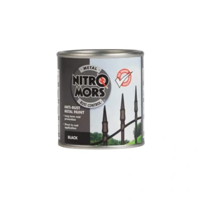 Image of Nitromors Anti Rust Smooth Finish Metal Paint, Black, 250 ml