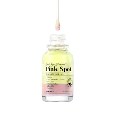 Image of [MIZON] Good Bye Blemish Pink SPOT (19ml) Korean Skincare Night Anti Imperfection Treatment Intensive for Problem Skin AHA + BHA/Zinc Calamine Soothes irritations.