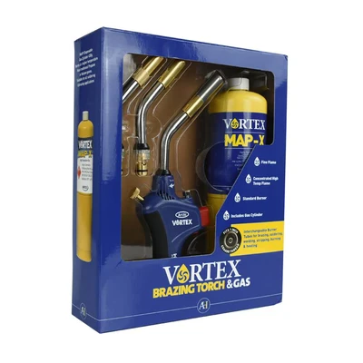 Image of Vortex 71324 Professional Brazing and Soldering Gas Torch with 3 Interchangeable Burner Tubes 450g MAPP Bottle