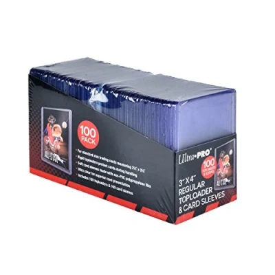 Image of Ultra Pro 3&quot; x 4&quot; Clear Regular Top Loaders For Cards With Card Sleeves Bundle Standard Size 100ct Baseball Trading Sleeve Protectors Toploader