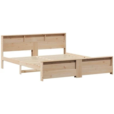 Image of vidaXL Bed Frame with Headboard Brown 200 x cm Solid pine wood