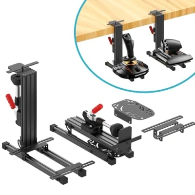 Image of 2 Set The Desk Mount for Flight Sim Game Joystick, Throttle and Hotas Systems Compatible with Logitech X56, X52, X52 Pro, Thrustmaster T Hotas,Thrustmaster T.16000M, TCA