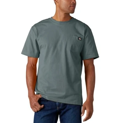 Image of Dickies Men&#039;s Heavyweight Crew Neck Short Sleeve Tee Big Tall T Shirt, Smoke Blue, L UK