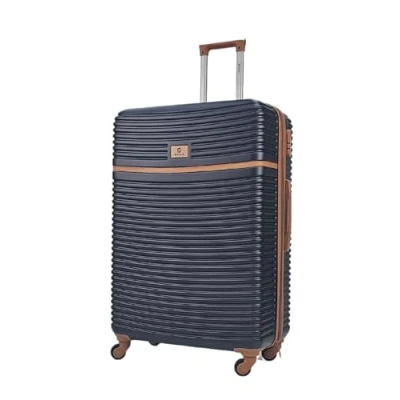 Image of Infinity Leather Unisex Hardshell Cabin Suitcase Robust 4 Wheel ABS Luggage Travel Bag Navy Size Large