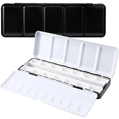 Image of Empty Watercolor Palette Paint Case Metal Tin Box with 14 Full Pans