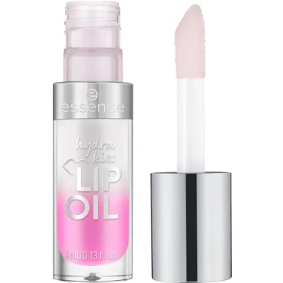 Image of essence hydra kiss lip oil, gloss, no. 01, pink, moisturising, nourishing, with oils, shiny, radiant fresh, nanoparticles free, pack of 1 (4 ml)