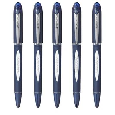 Image of UNI BALL JET STREAM SX 217 0.7 MM ROLLER PEN IN BLACK &amp; BLUE INK COLOURS (PACK OF 5) (BLUE)