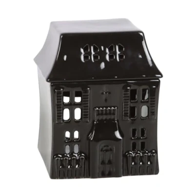 Image of Tech Island Wax Burner, Ceramic Haunted House Oil Burne, Melt Burners, Melts, Aromatherapy Diffuser, Essential For Diffusers Home Decor, Room Décor(Black)
