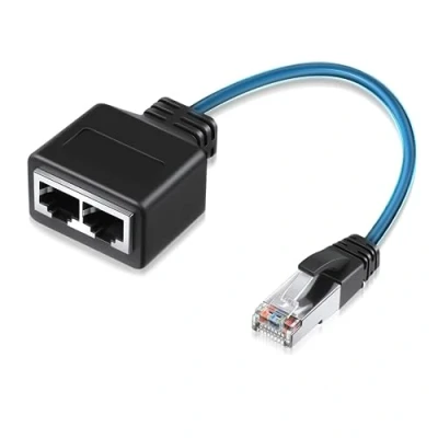 Image of Ethernet Splitter 1 to 2 High Speed Internet Connector RJ45 Cable Extender LAN Socket Adapter for Cat5, Cat5e, Cat6, Cat7, Cat8 Network