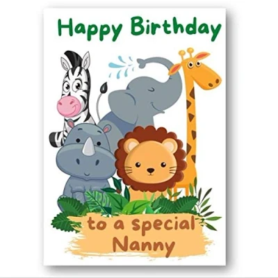 Image of Second Ave Nanny Children&#039;s Kids Safari Birthday Card For Her Greetings