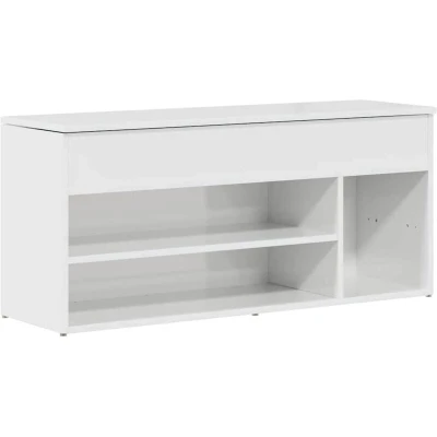 Image of vidaXL white high gloss shoe bench organizer engineered wood102x30.5x45 cm