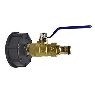 Image of IBC Tank Adapter, Tote Drain Adapter S60X6 to Brass Garden Tap with 1&quot;(25mm) Hose Fitting Oil Fuel Water