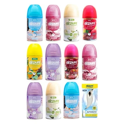 Image of 12 X Airpure Refill Cans &amp; Automatic Machine Time Release Fresheners 250ml