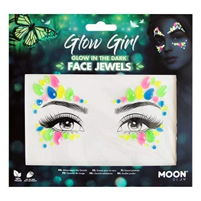 Image of Glow in the Dark Face Jewels by Moon Festival Body Gems, Crystal Make up Eye Glitter Stickers, Temporary Tattoo (Glow Girl)