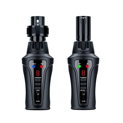 Image of KIMAFUN UHF Wireless Microphone System XLR Mic Adapter 16 Channels Audio TX and RX for Dynamic Mic,48V Phantom Power Condenser Mic,Compatible with Mixer PA Speaker(XLR Plug)