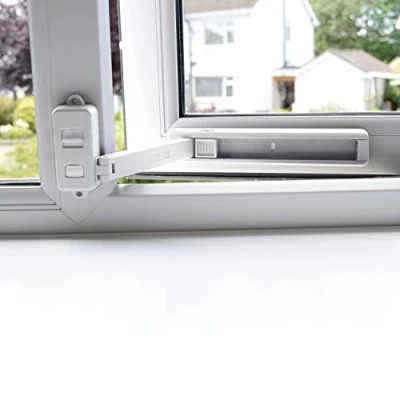 Image of BeeGo® 1 Pc child lock window, window restrictors for upvc, Wooden, Metal, Aluminum Frames, Self Adhesive, No Tools or Drilling locks, Easy Install safety lock, White