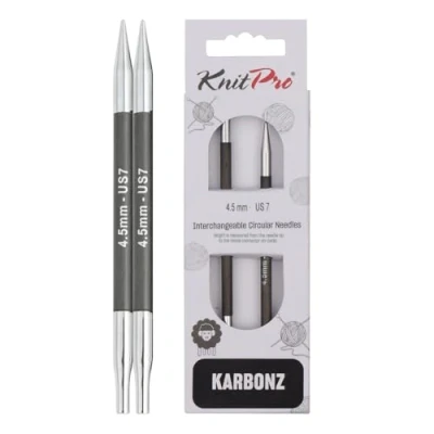 Image of KnitPro 4.5 mm Karbonz Interchangeable Normal Circular Needles, Black and Silver