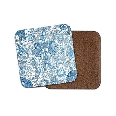 Image of 1 x DestinationVinyl Indian Elephant Cork Backed Drinks Coaster Travel Spiritual #8165