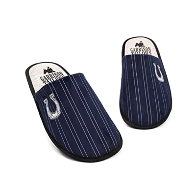 Image of PEAKY BLINDERS Slippers for Men Adults Garrison Tailor Soft Touch House Shoes Merchandise Gifts Him Navy Blue Slip On Loafers 9 10 UK