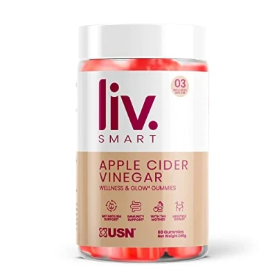 Image of Apple Cider Vinegar Gummies (60 Count) from Liv.Smart by Usn — Vegan Friendly Acv with ‘The Mother’— Fights Fatigue Vitamin B12 and Folic Acid Complex
