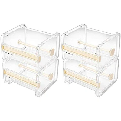 Image of Cuasting 4 Pack Transparent Visible Desktop Multi Washi Masking Tape Dispenser,Tape Cutter,Roll Holder