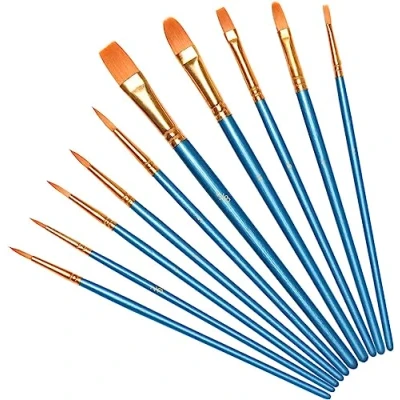 Image of Vicloon 10Pcs Paint Brushes, Professional Painting Brushes Set Nylon Hair Artist for Acrylic Oil Watercolor Gouache Face