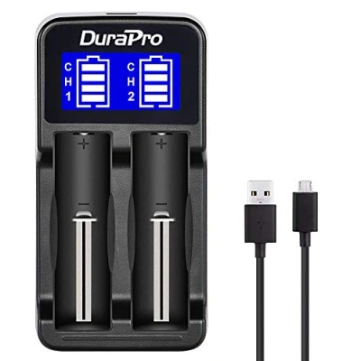 Image of DuraPro LCD Universal Intelligent USB Dual Battery Charger for Li ion/Ni MH/Ni Cd 18650 18490 17500 16340(RCR123) Rechargeable Batteries