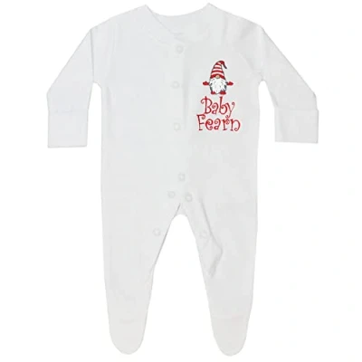 Image of Christmas Gonk Gnome Baby Gender Neutral Sleepsuit (White) (as8, age, 6_months, 9_months, 6 9 months)