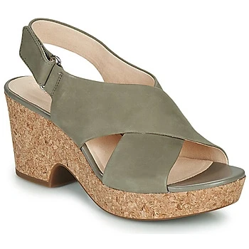Image of Clarks Womens Maritsa Lara Ankle Strap Sandals, Beige Sage Nubuck Nubuck, 5 UK