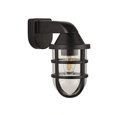 Image of lights4living Modern Black Downward Facing Outdoor Wall Light in Durable Weatherproof Resin with Clear Lens IP44 Rated from