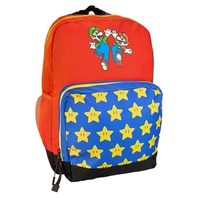 Image of Fashion UK Super Mario and Luigi School Backpack for Children, Small Size Easy to Wear, 28 cm, Polyester, with Zip., multi coloured