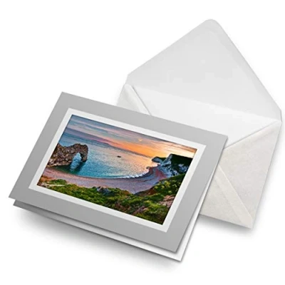 Image of Greeting Cards Gray (Insert) Durdle Door Sunset Beach England Blank Greetings Card Birthday Kids Party Boys Girls #16182