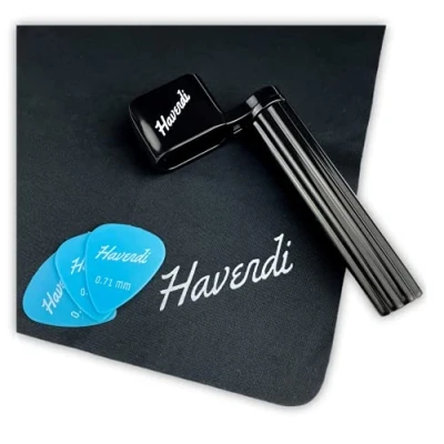Image of HAVENDI® Premium String Winder with 3 Picks and Guitar Cleaning Cloth Spindle for Faster Changing. Western Guitar, Acoustic Classical Electric