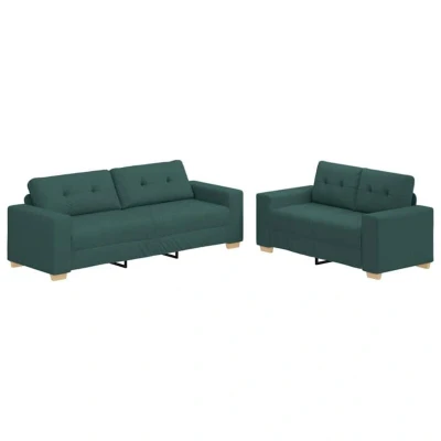 Image of vidaXL 2 Piece Sofa Set with Cushions Yellow Fabric