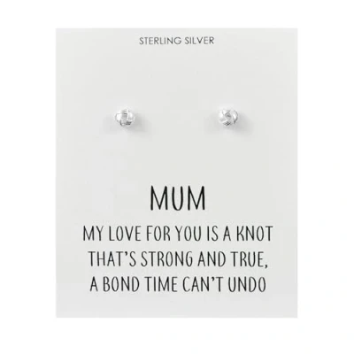 Image of Philip Jones Sterling Silver Mum Quote Knot Earrings