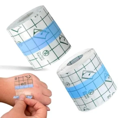 Image of 20 Meters Waterproof Transparent Bandage, BetterJonny 2 Rolls 10m x 5cm Stretch Adhesive Bandage Tape Clear Protective Bandages Dressing for Swimming and Shower