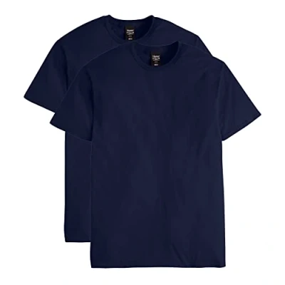 Image of Hanes Men&#039;s Nano Premium Cotton T Shirt (Pack of 2), Navy, Medium, Medium