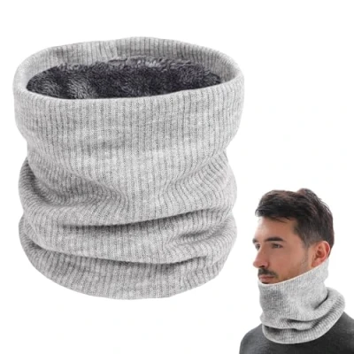 Image of Hoxfly Thermal Snoods for Men Women, Fleece Neck Warmer, Unisex Thick Knitted Circle Scarf, Winter Warm Gaiter, Buff Neckwear Windproof Gaiter Cycling Running Skiing Sports (Grey)