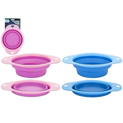 Image of PMS Dog collapsible food bowl pet cat water lightweight travel portable (pink)