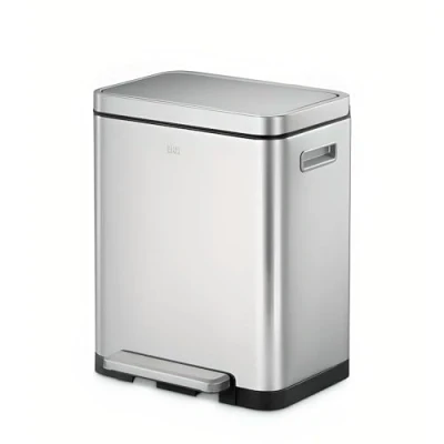 Image of EKO X Cube Kitchen Bin 20L Fingerprint resistant Pedal Bin, Soft Close Waste Disposal Dustbin with Removable Inner Bucket, Deodoriser &amp; Silicone Seal Brushed Stainless Steel