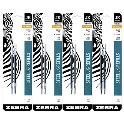 Image of Zebra G 402 Stainless Steel Pen JK Refill, Fine Point, 0.5mm, Black Ink, 2 Count