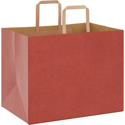 Image of vidaXL Paper Bags 250 pcs with Handles Red 32x22x24 cm